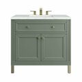 James Martin Vanities Chicago 36in Single Vanity, Smokey Celadon w/ 3 CM Ethereal Noctis Top 305-V36-SC-3ENC